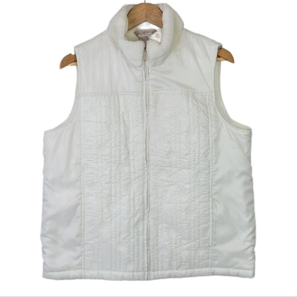 NORTHERN reflection fleece lined vest snowflackes winter white ivory L